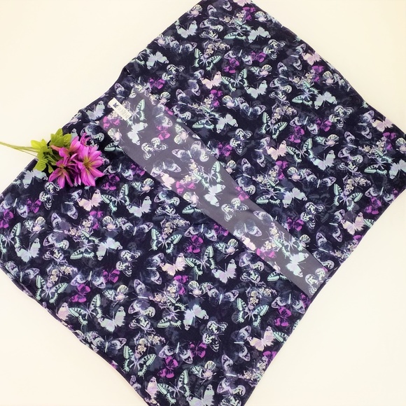 K Accessories Kimono Top Purple Green Butterfly Print Womens One Size Fits Most - Picture 5 of 8